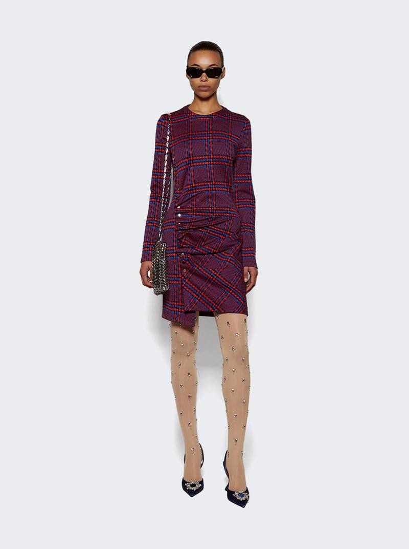 rabanne Plaid Long Sleeve Dress Red And Blue outlook