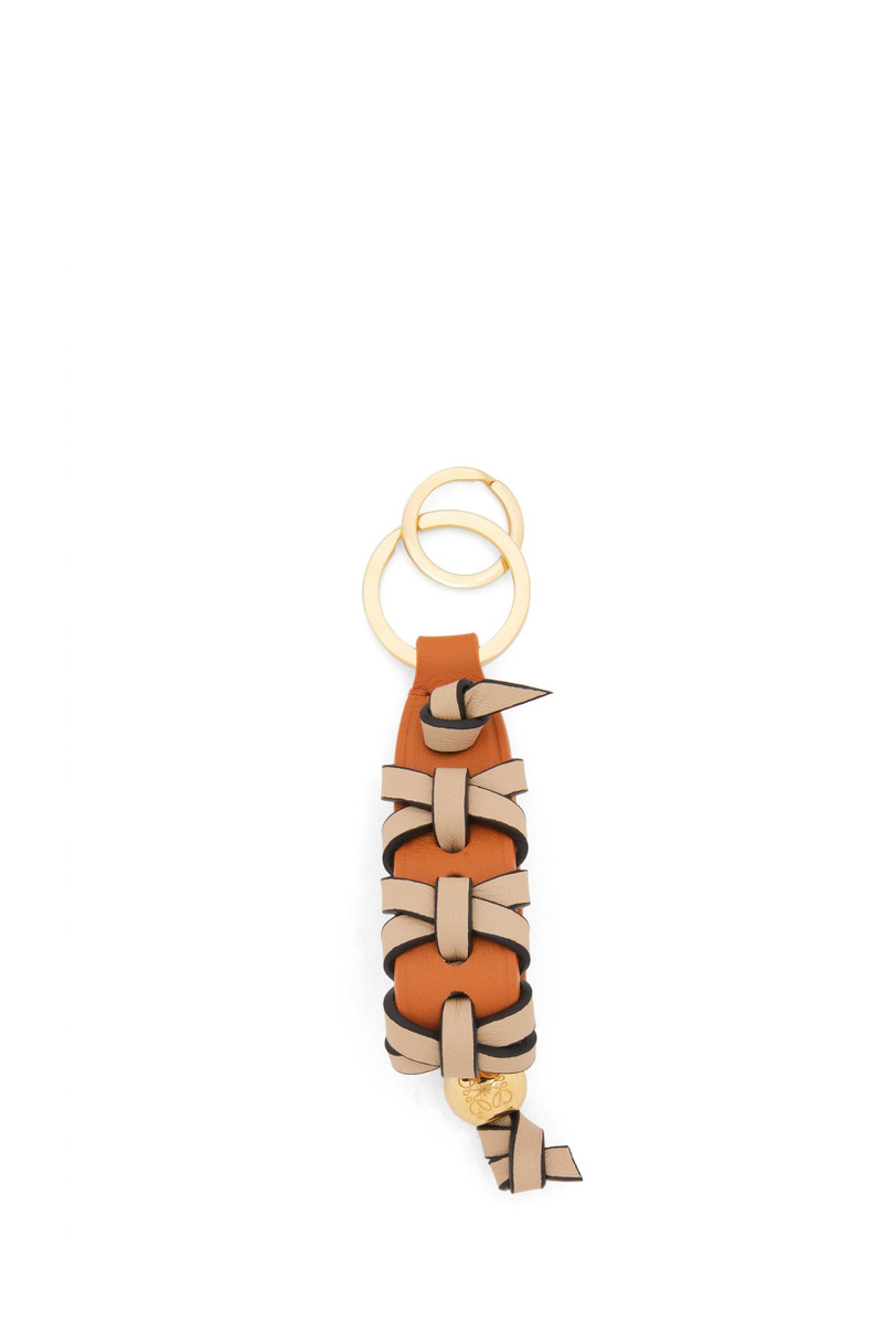 Cross braided keyring in classic calfskin 1