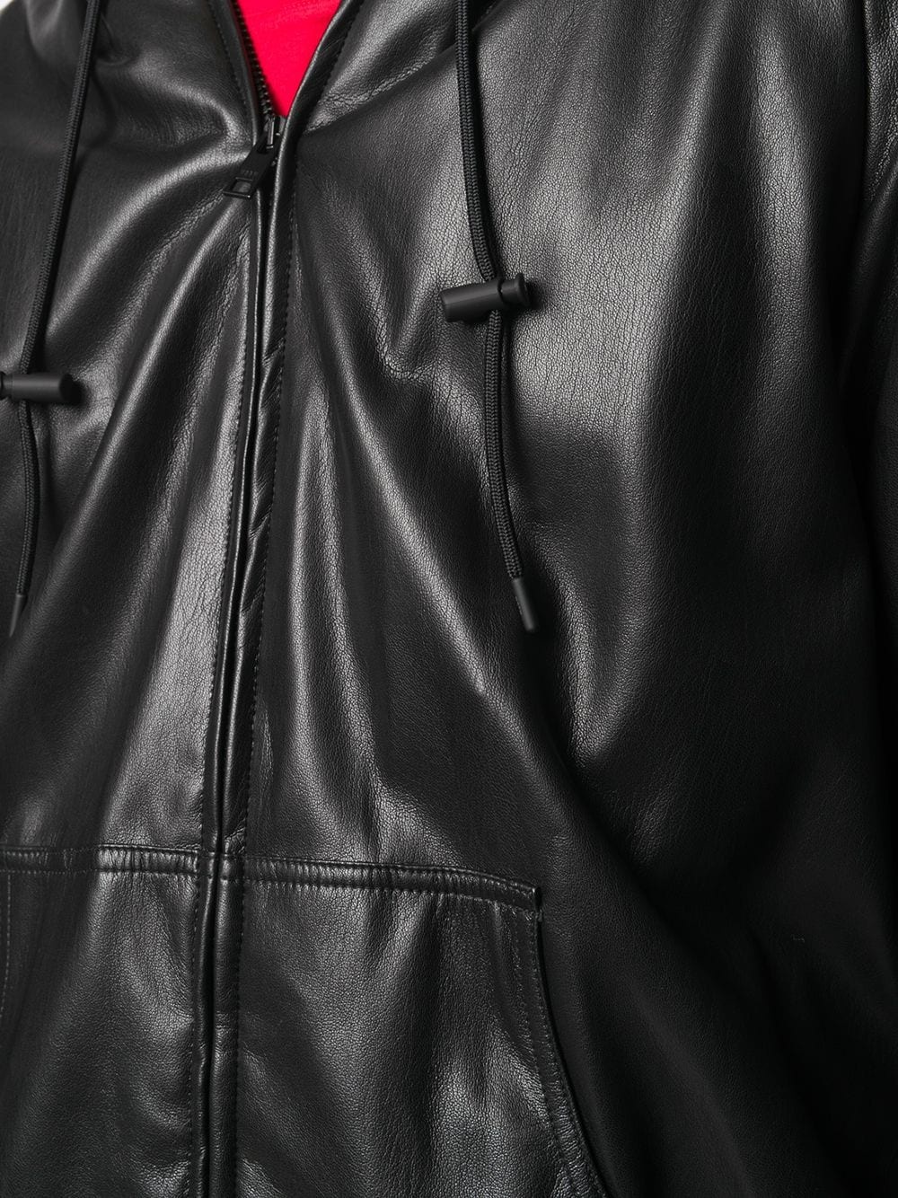 faux-leather hooded jacket - 5