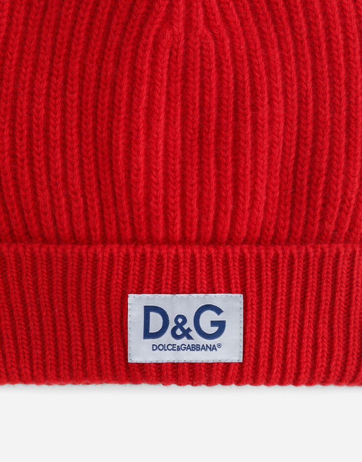 Knit cashmere hat with D&G patch - 2