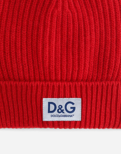 Dolce & Gabbana Knit cashmere hat with D&G patch outlook