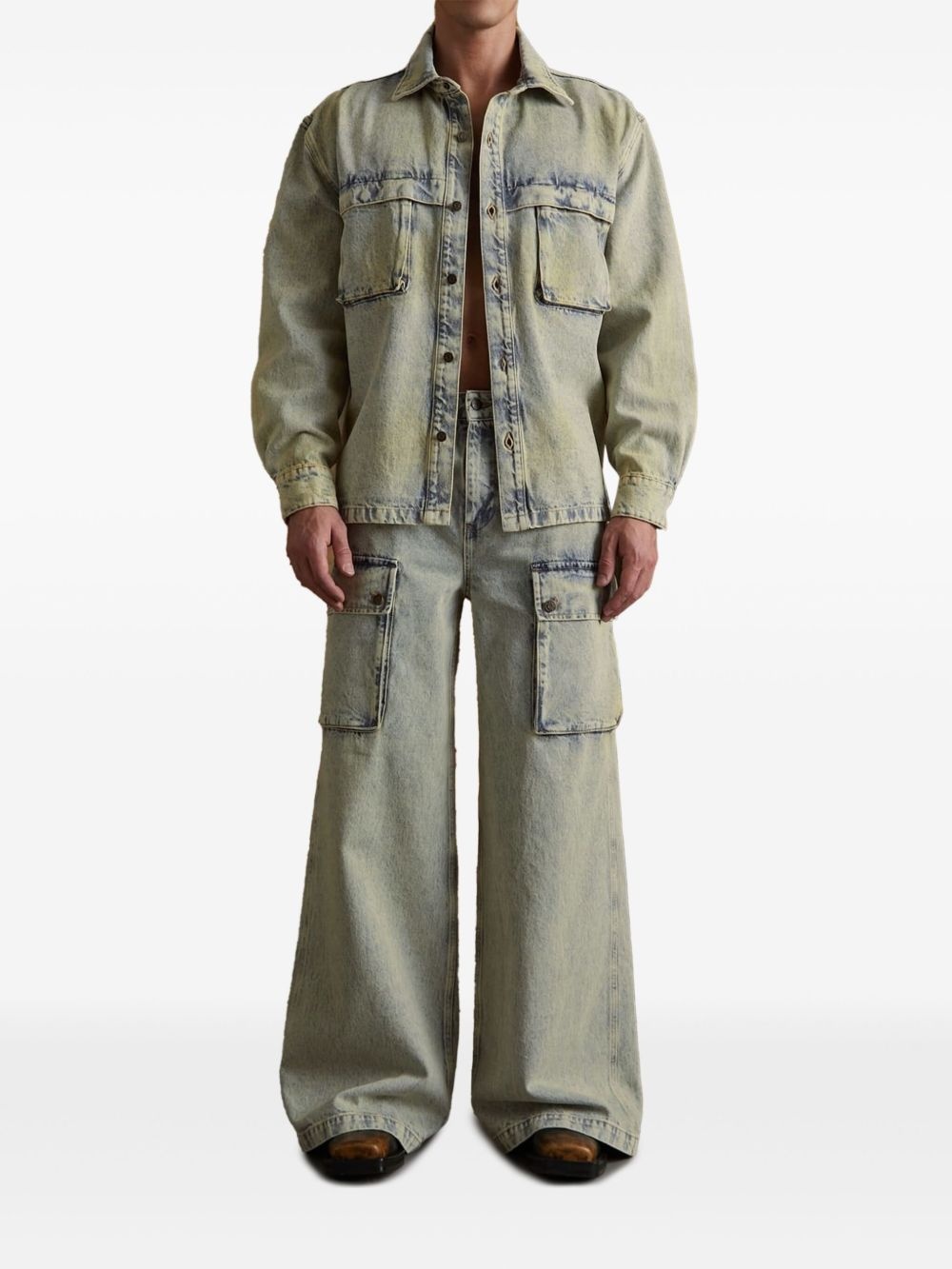 bleached-effect denim jacket - 2