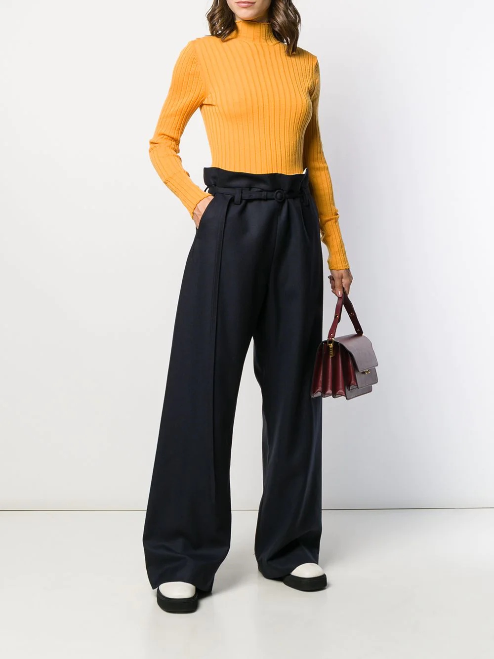 high-waisted twisted trousers - 2