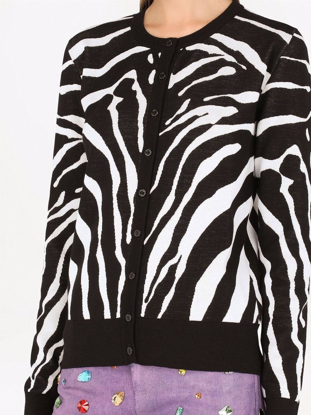 zebra intarsia-knit cardigan - 5