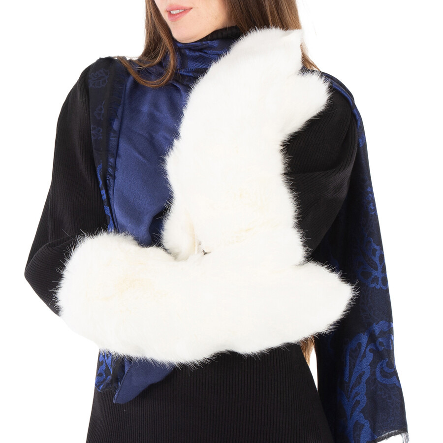 Moncler Stone Faux Fur Gloves, Size Small - 1