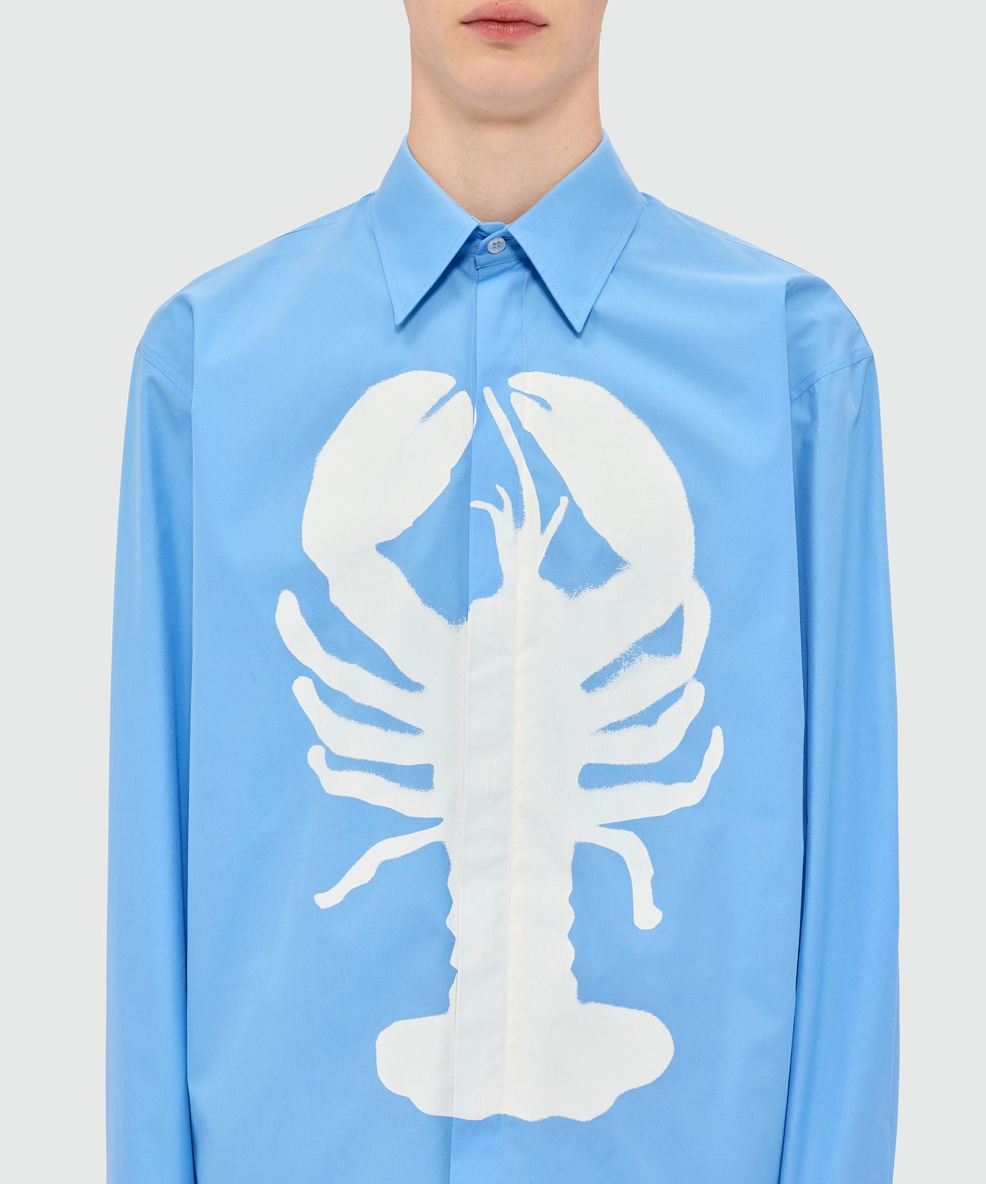 Light blue poplin shirt with "Lobster" print - 5