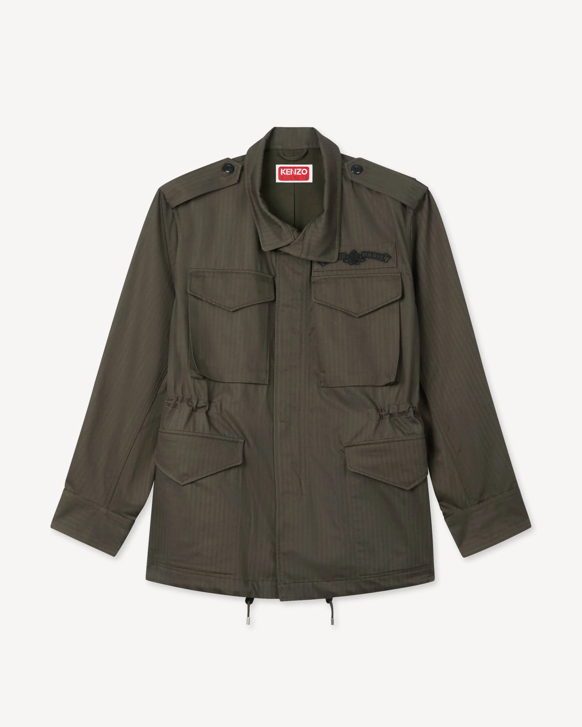 'KENZO Paris Emblem' military jacket in herringbone cotton - 1