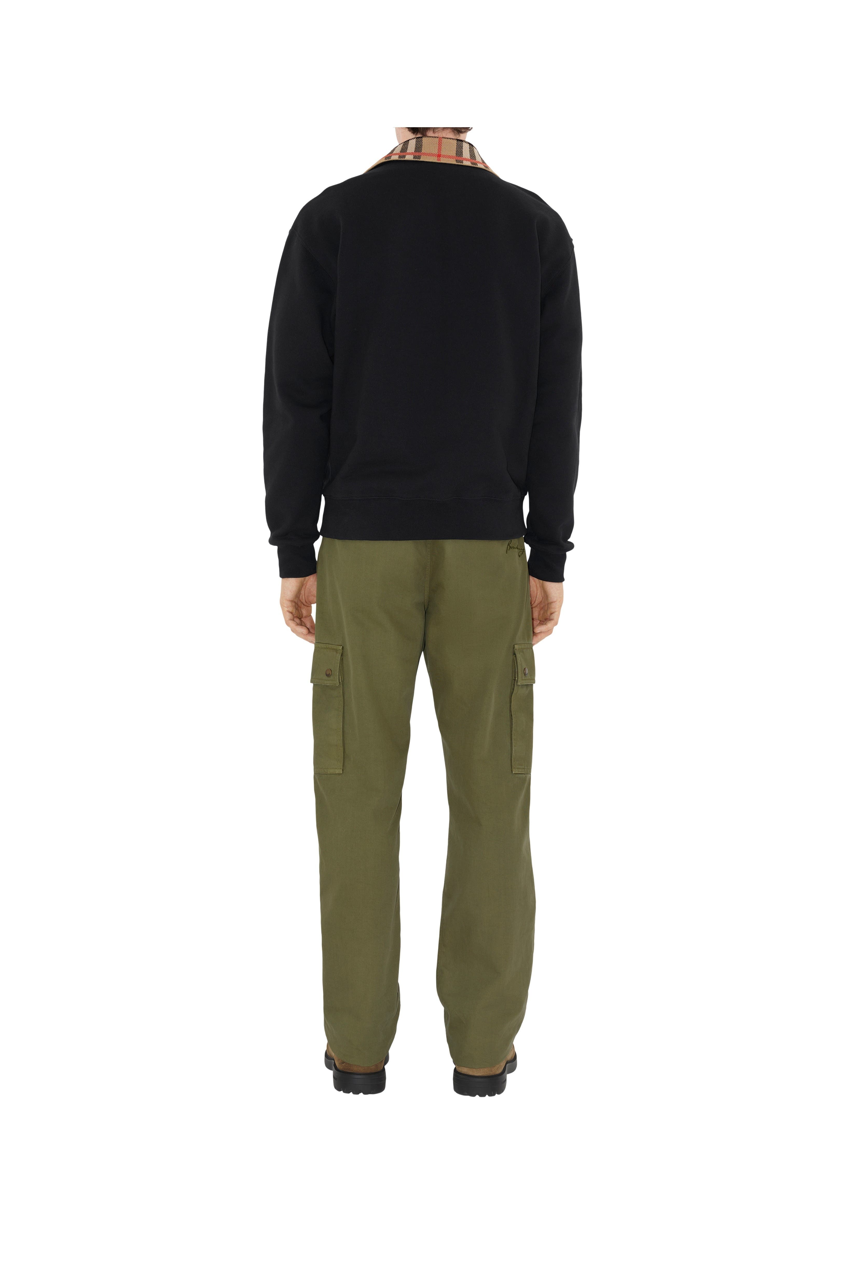 burberry Check Collar Cotton Half-zip Sweatshirt in Black at Nordstrom - 4