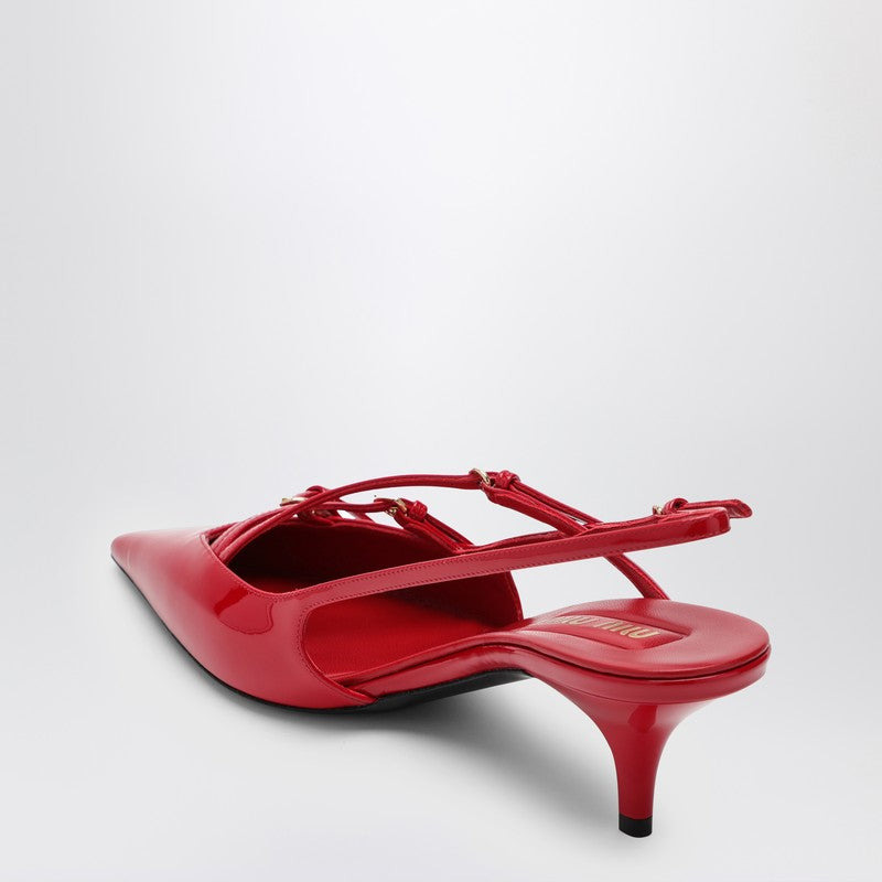 Miu Miu Red Patent Leather Slingback Décolleté With Buckles Women - 2