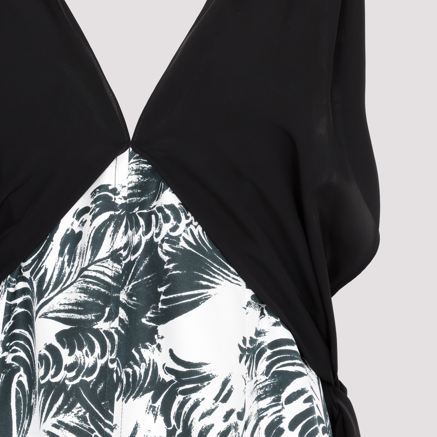 ワンピース Bottega Veneta Printed Silk Dress BOTTEGA VENETA Tasseled printed silk and cotton-blend