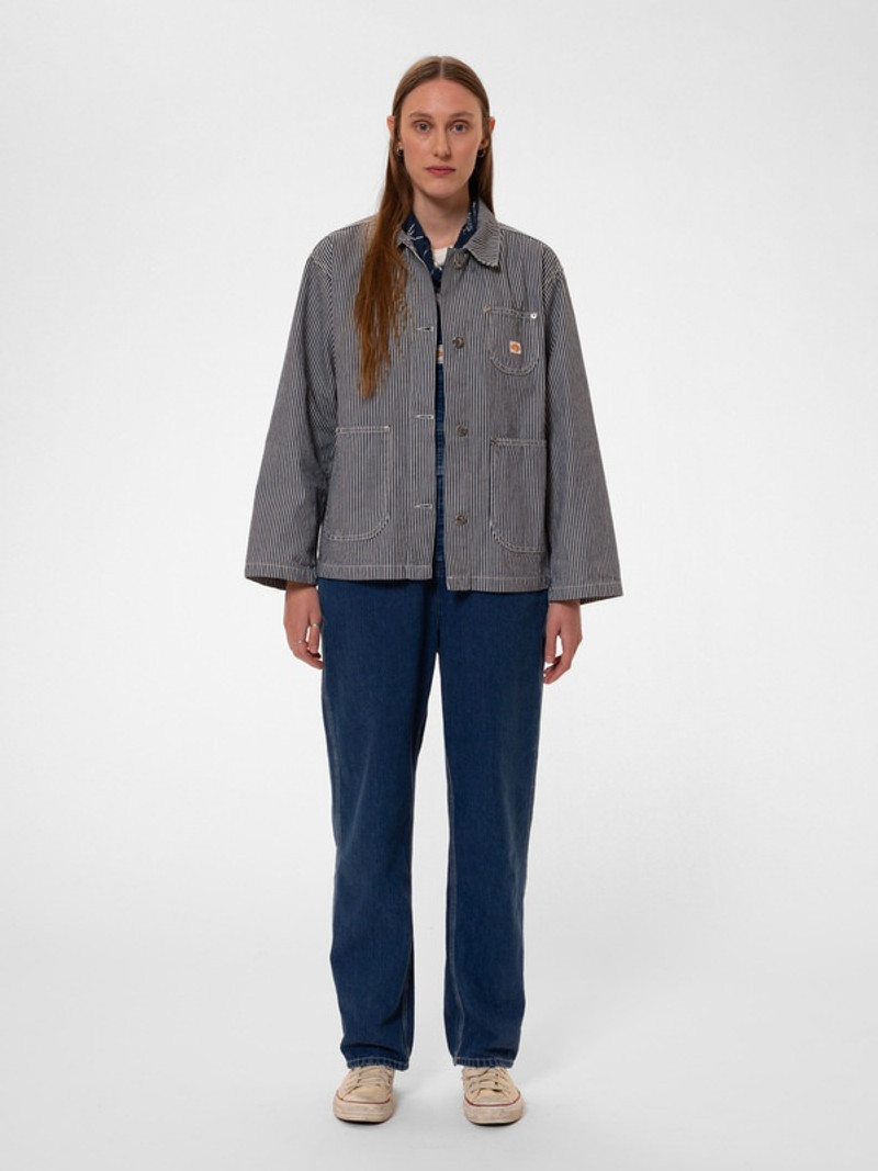Nudie Jeans Eva Hickory Striped Jacket Blue/Offwhite outlook