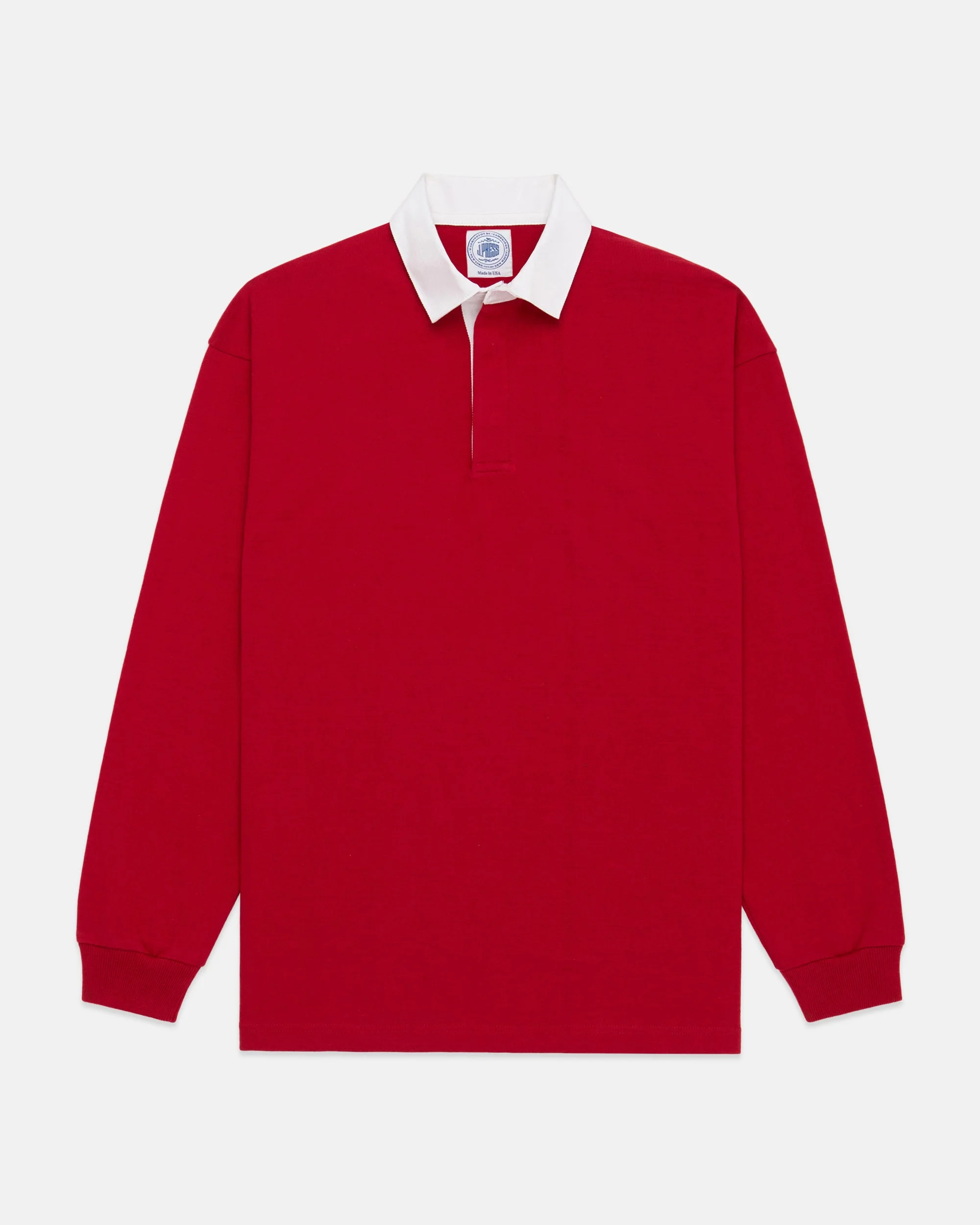MADE-IN-USA SOLID RED COTTON RUGBY - 1