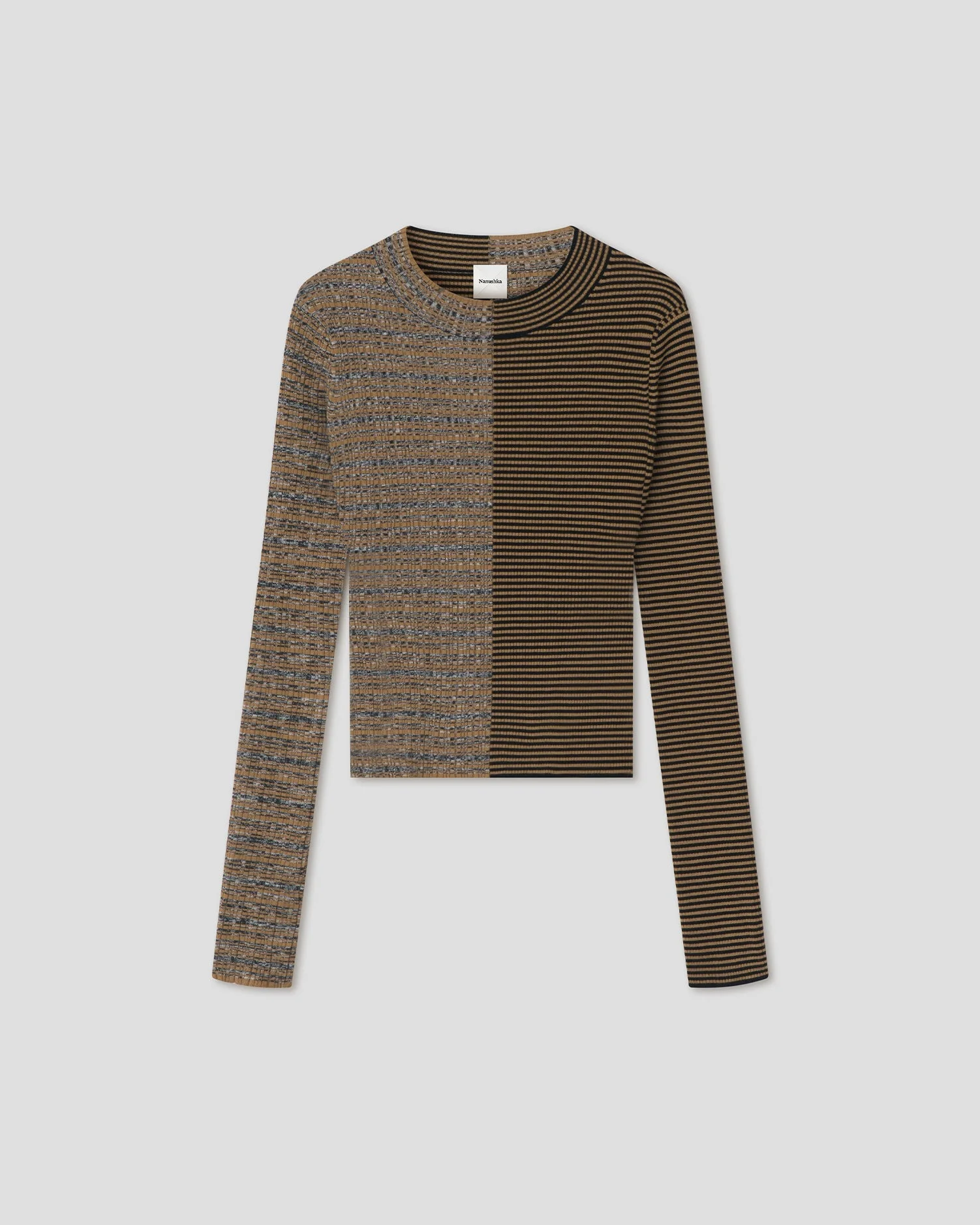 Cotton Rib Turtleneck Top - 1