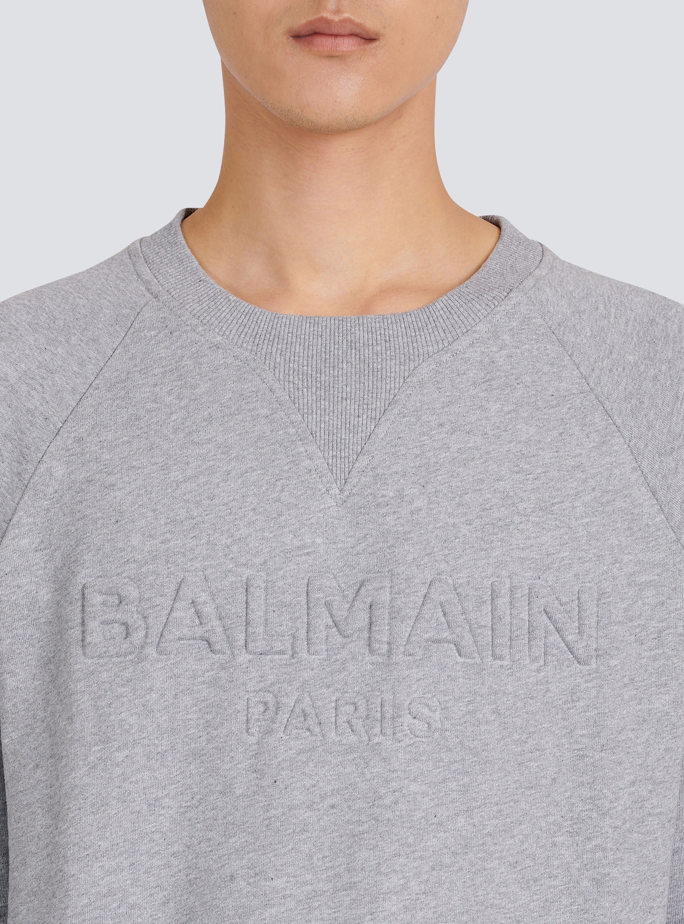 Cotton sweatshirt with embossed Balmain logo - 2