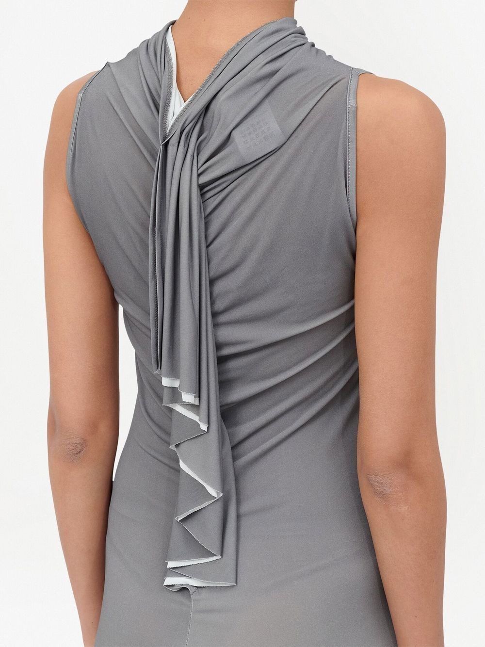 graphic rear-drape midi dress - 6