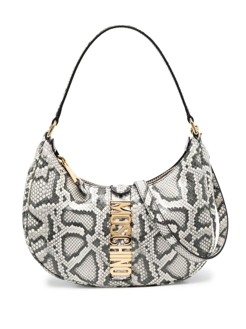 snakeskin-effect leather shoulder bag - 1