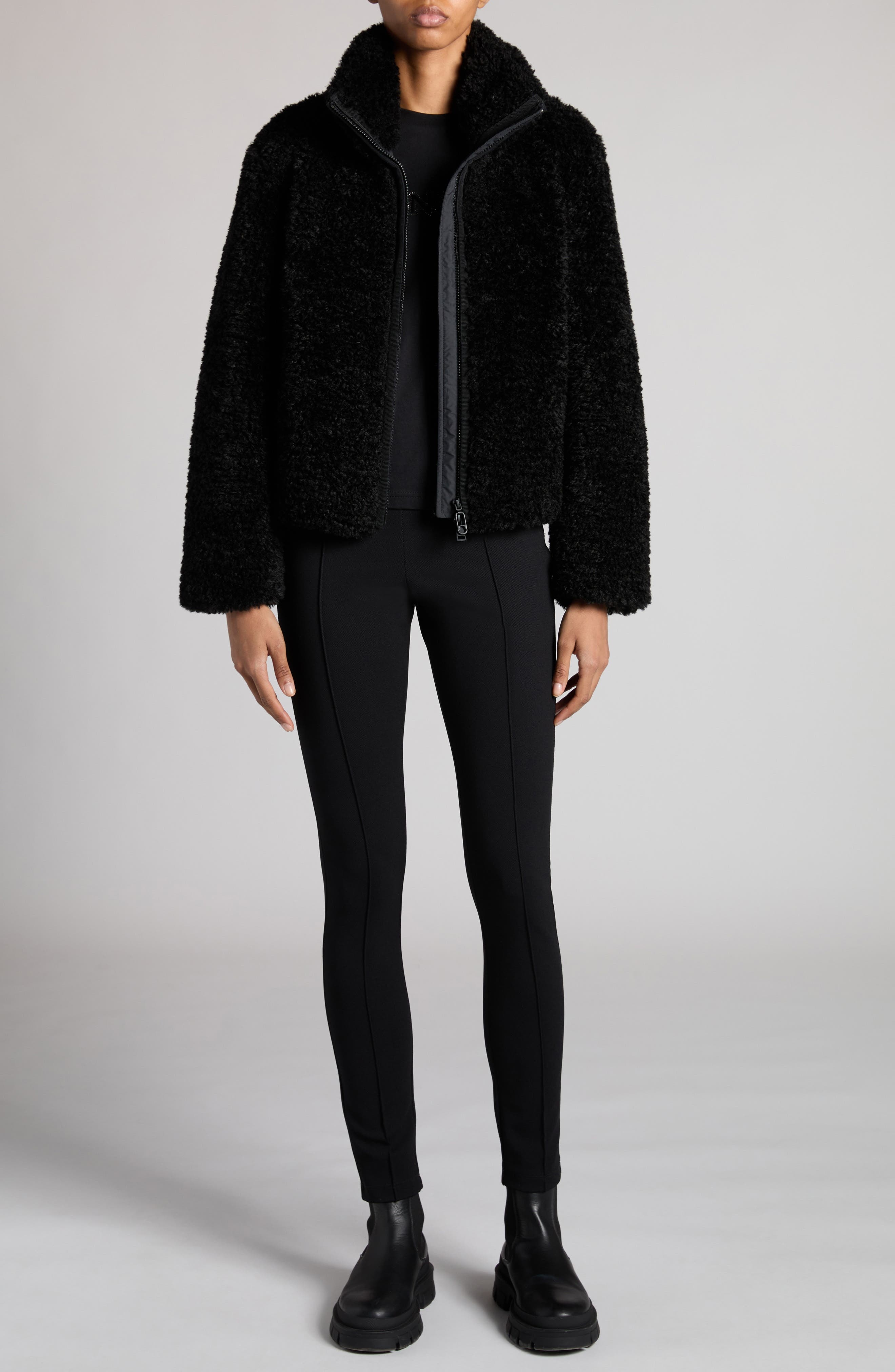 Moncler Pintuck High Waist Leggings in Black at Nordstrom - 2