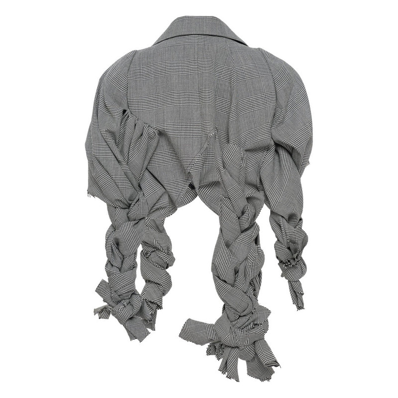 Comme Des Garçons Wool Glen Check Braided Jacket outlook