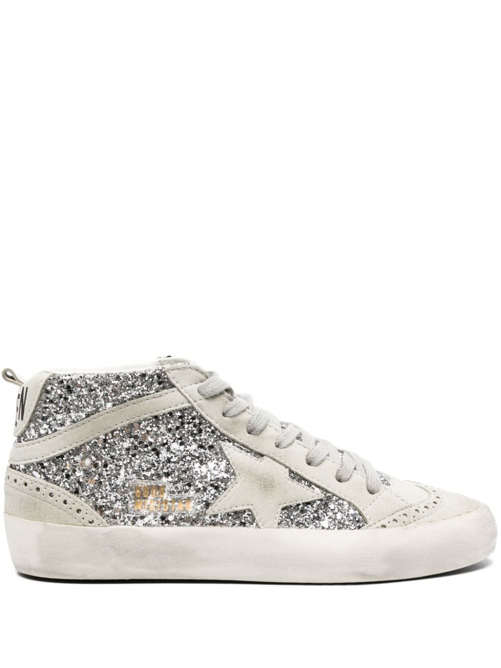 Mid-Star glitter-detail leather sneakers - 1