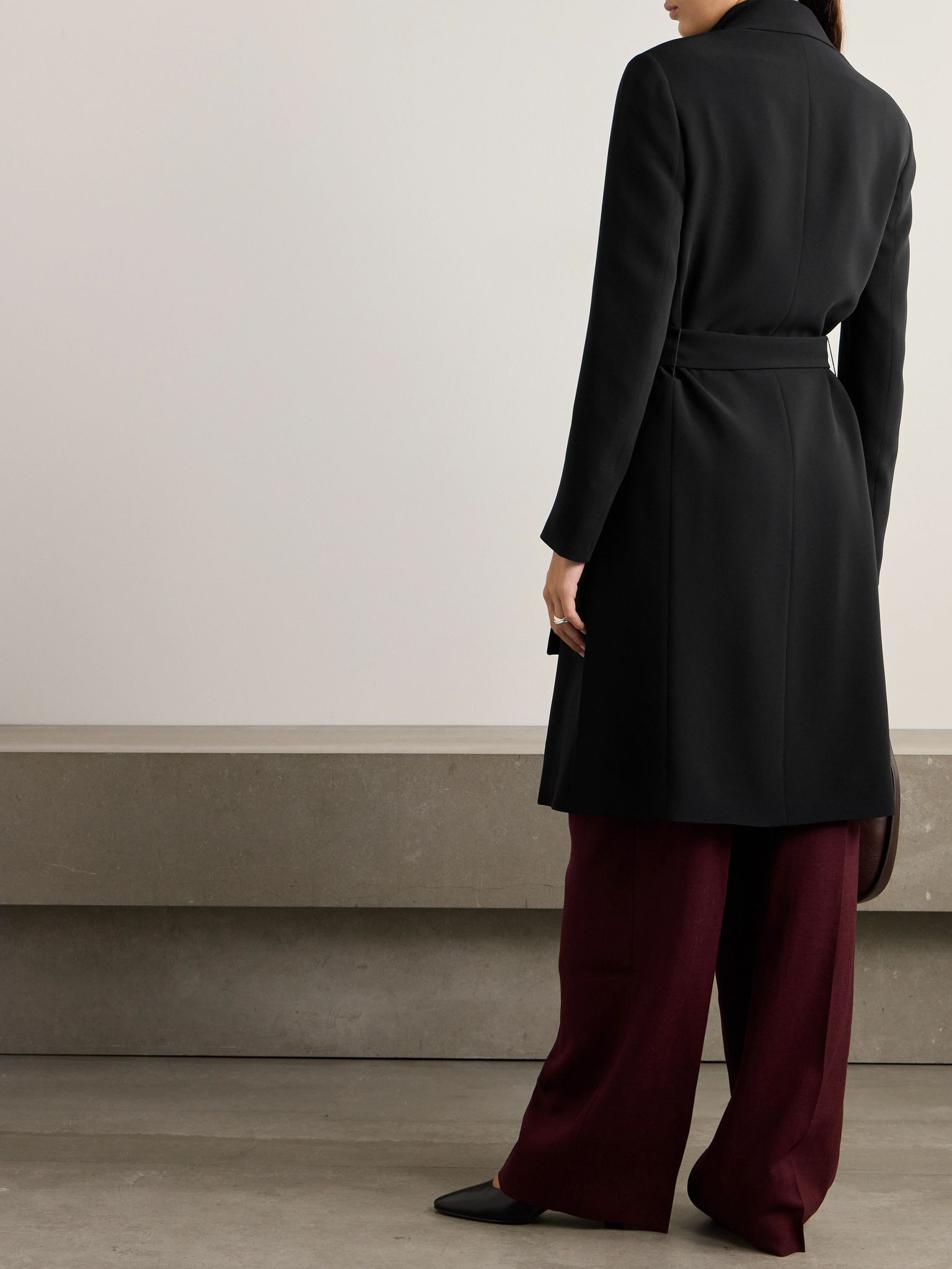 Essentials Harri belted cady coat Black - 3