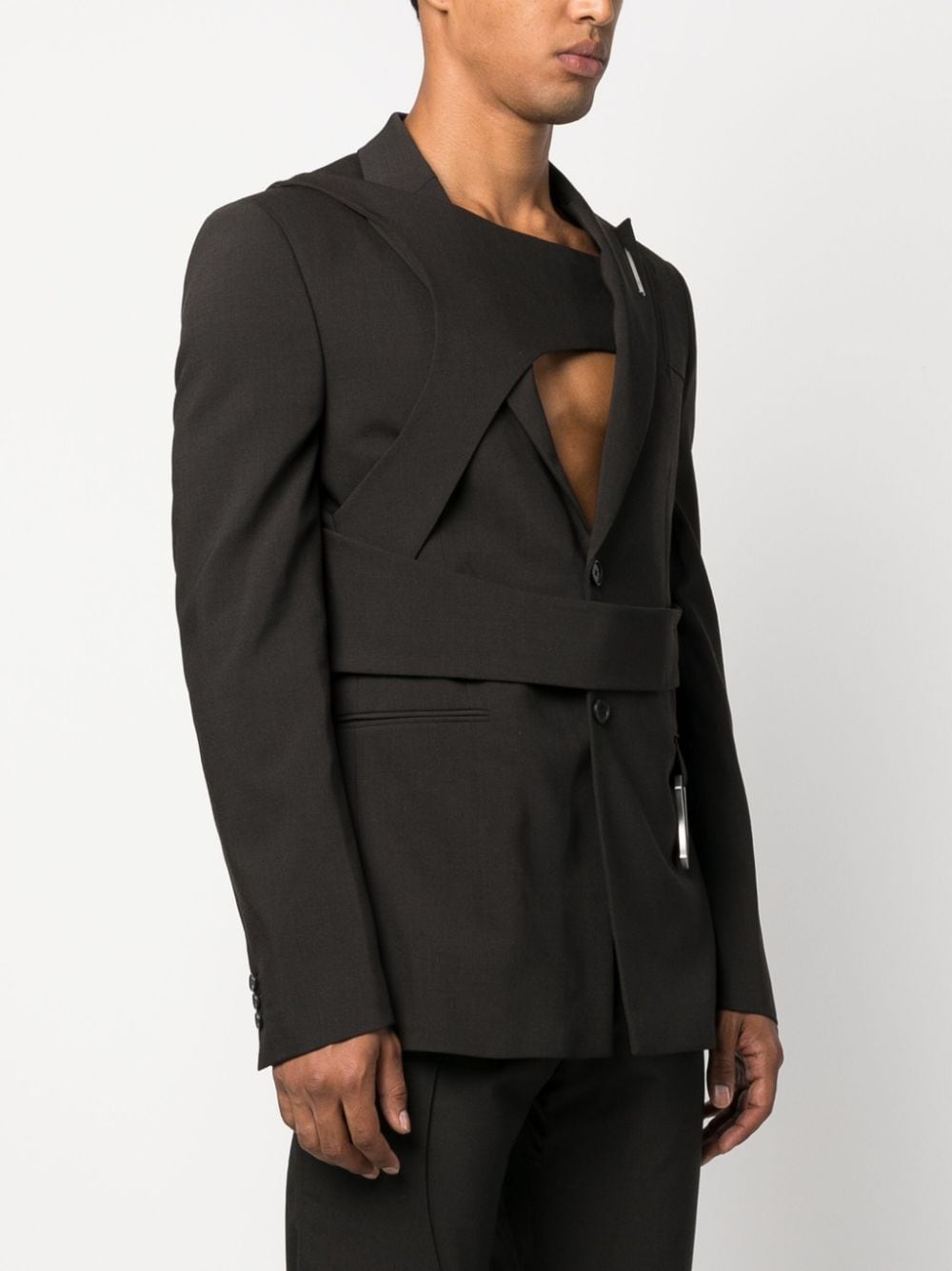 layered-effect single breasted blazer - 3