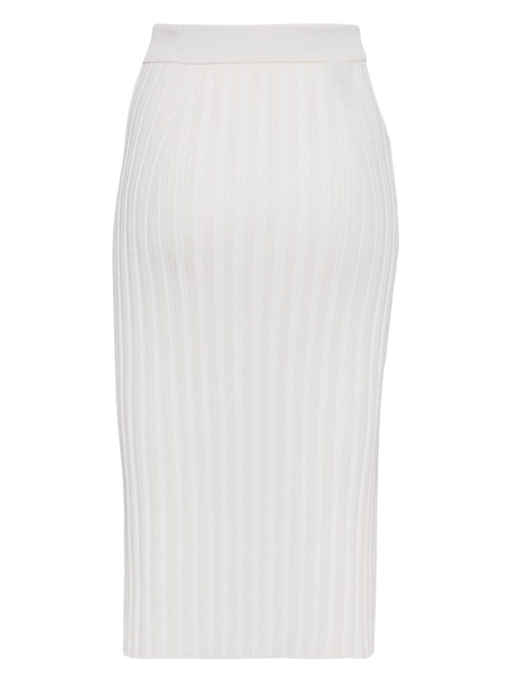 Satiny rib-knit midi skirt - 2