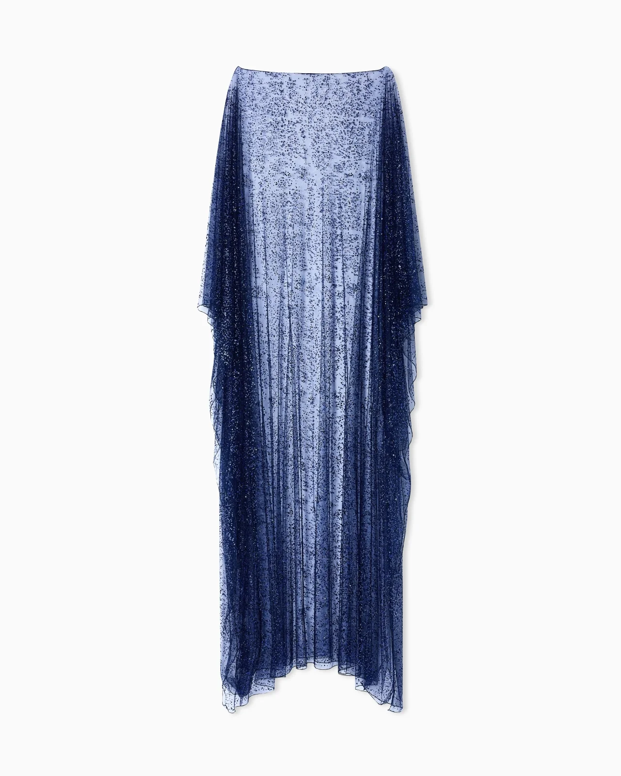 LONG TULLE AND RHINESTONE PONCHO - 1