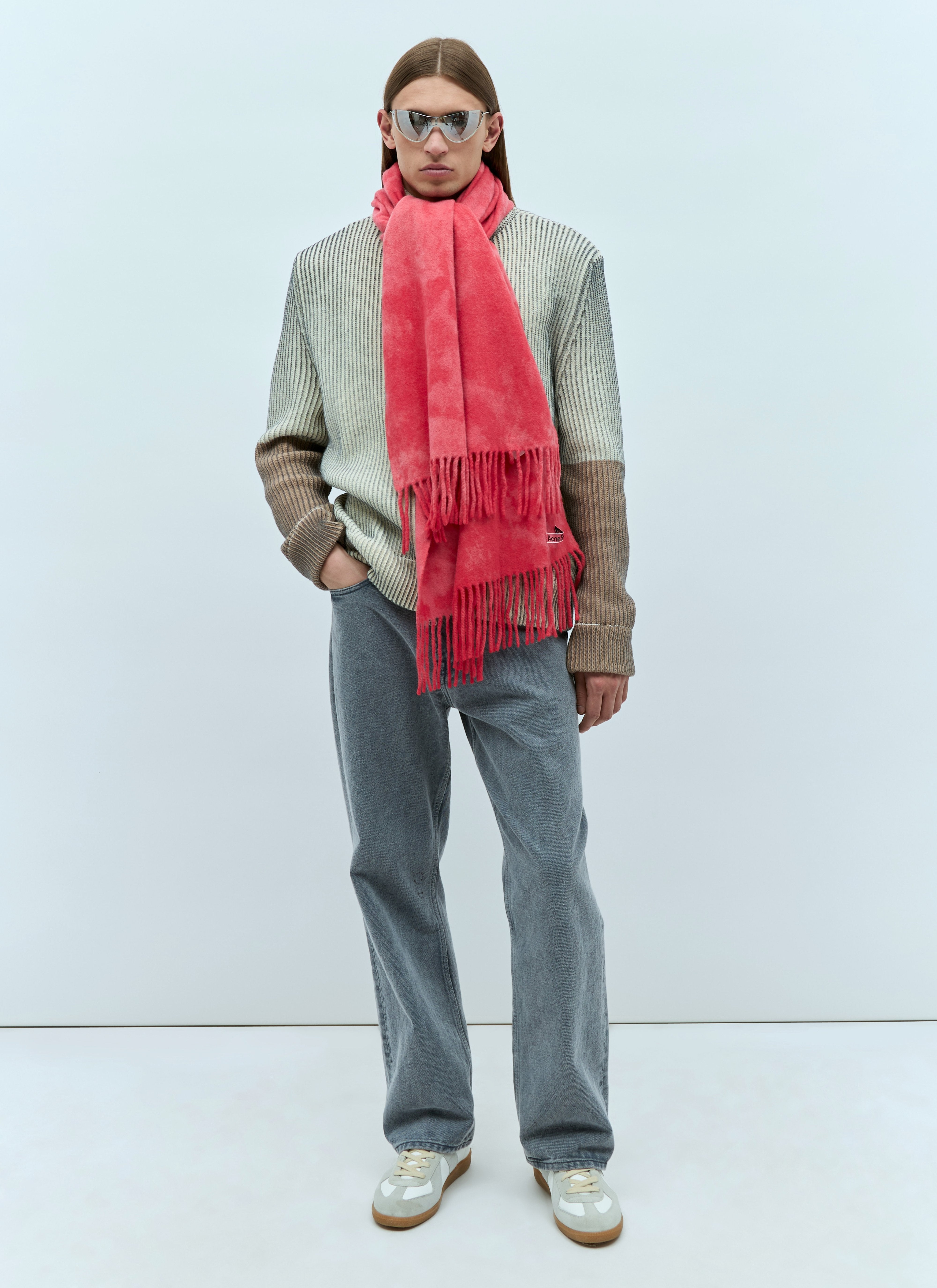 Acne Studios Men Narrow Tie-Dye Wool Scarf - 4