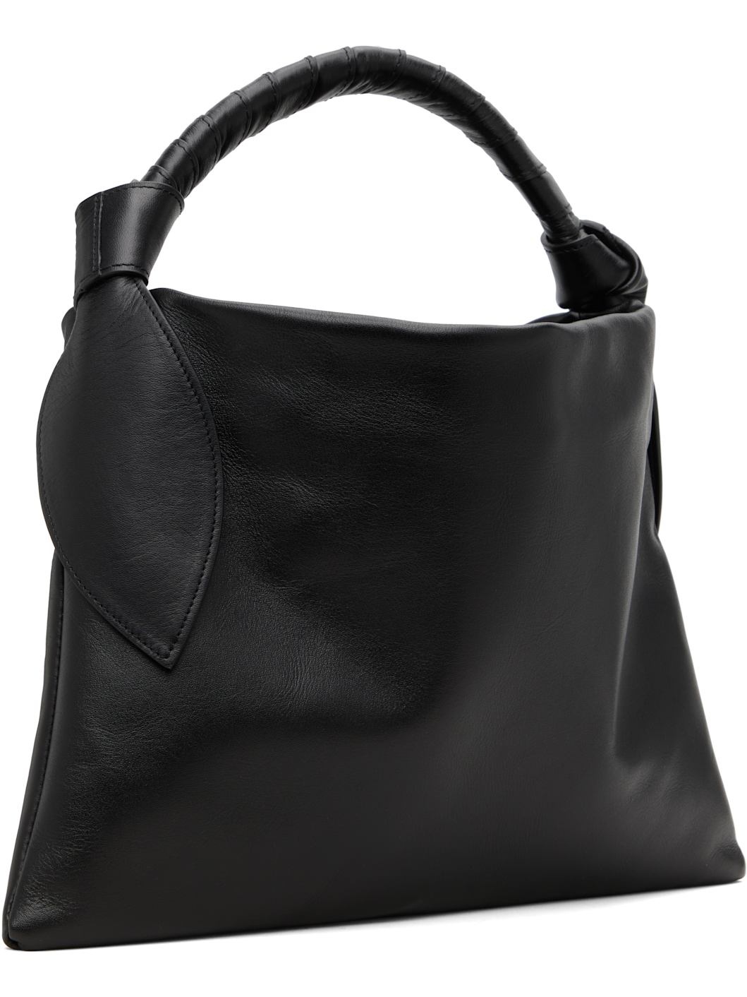 Black Leather Ribbon Bag - 3