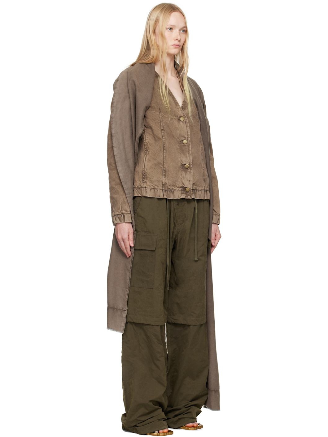 SSENSE Exclusive Brown Asymmetric Scarf Denim Jacket - 2