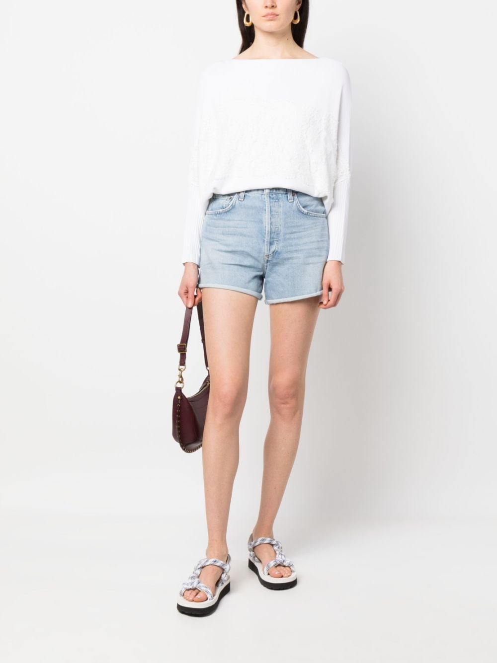 high-rise denim shorts - 2