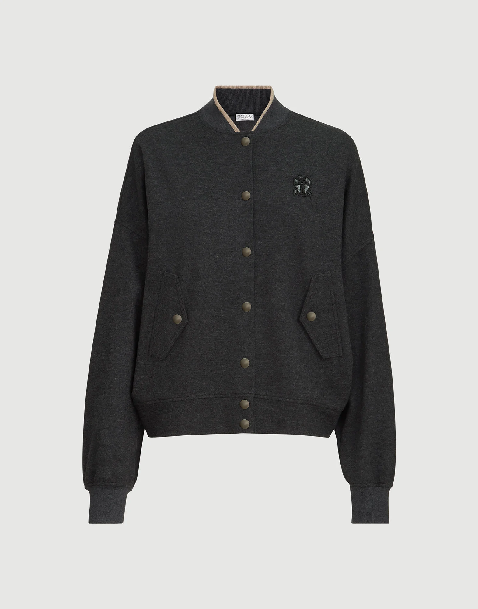Cashmere interlock bomber-style sweatshirt with logo - 1