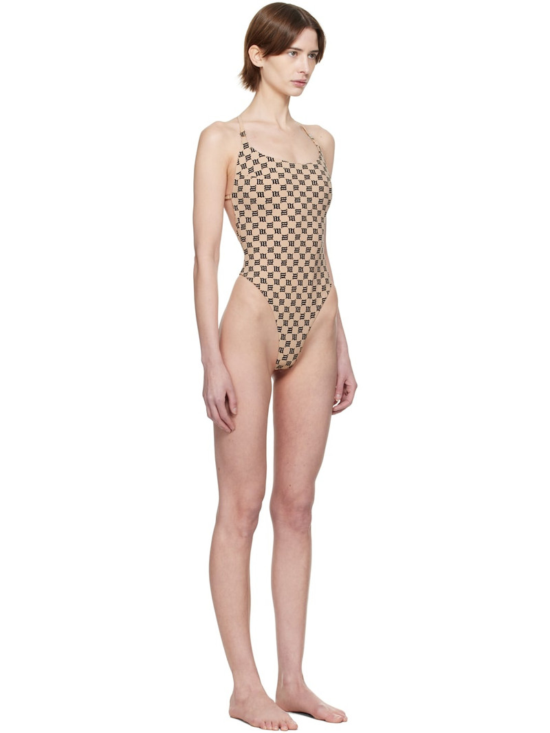 Beige Monogram One-Piece Swimsuit 2