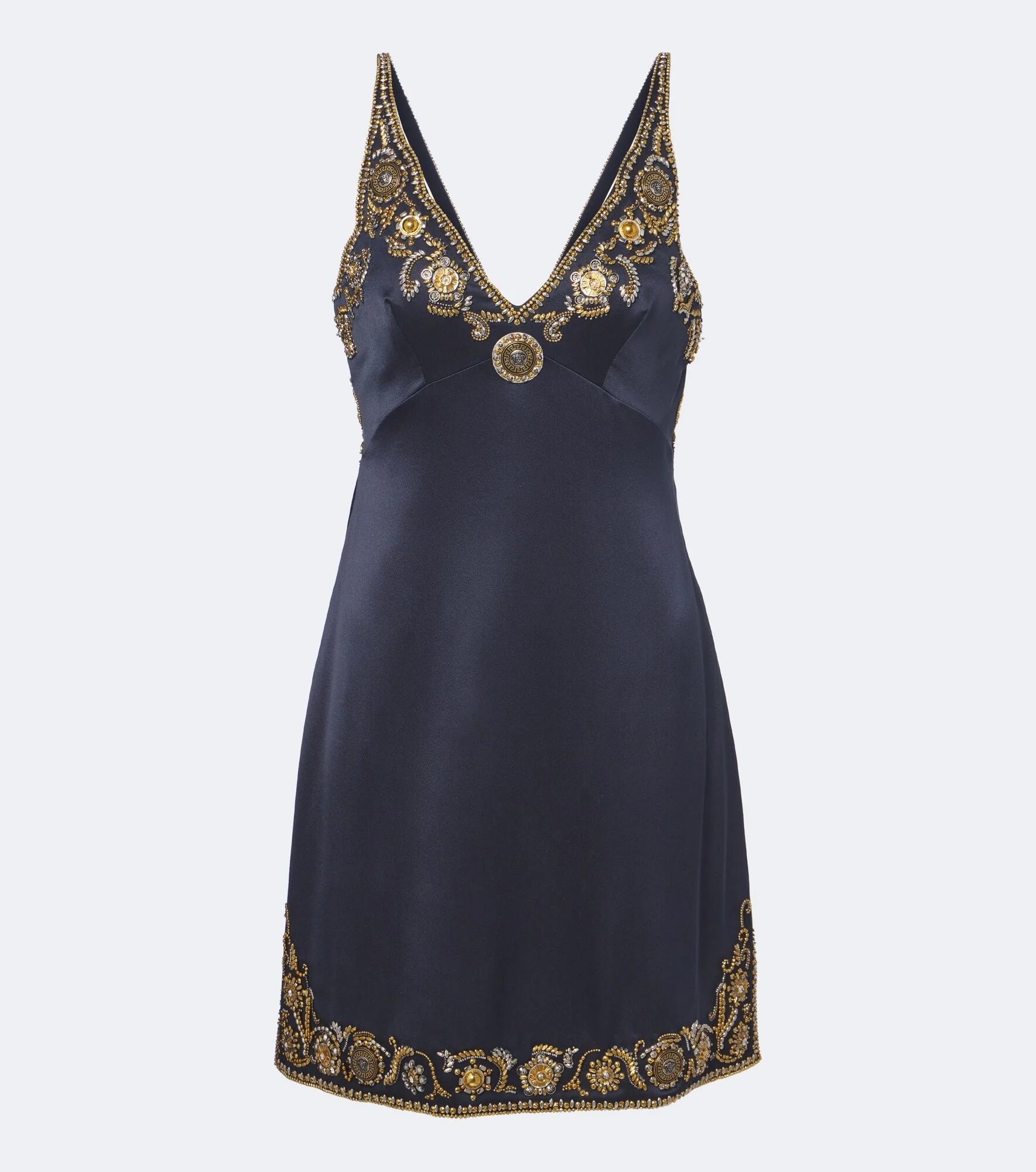 Medusa embellished silk cady satin minidress - 1