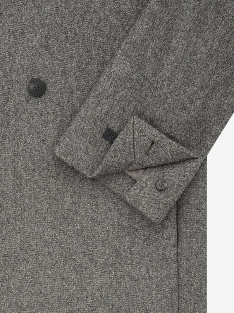 Melange Wool Double Breasted Lapelless Blazer 3