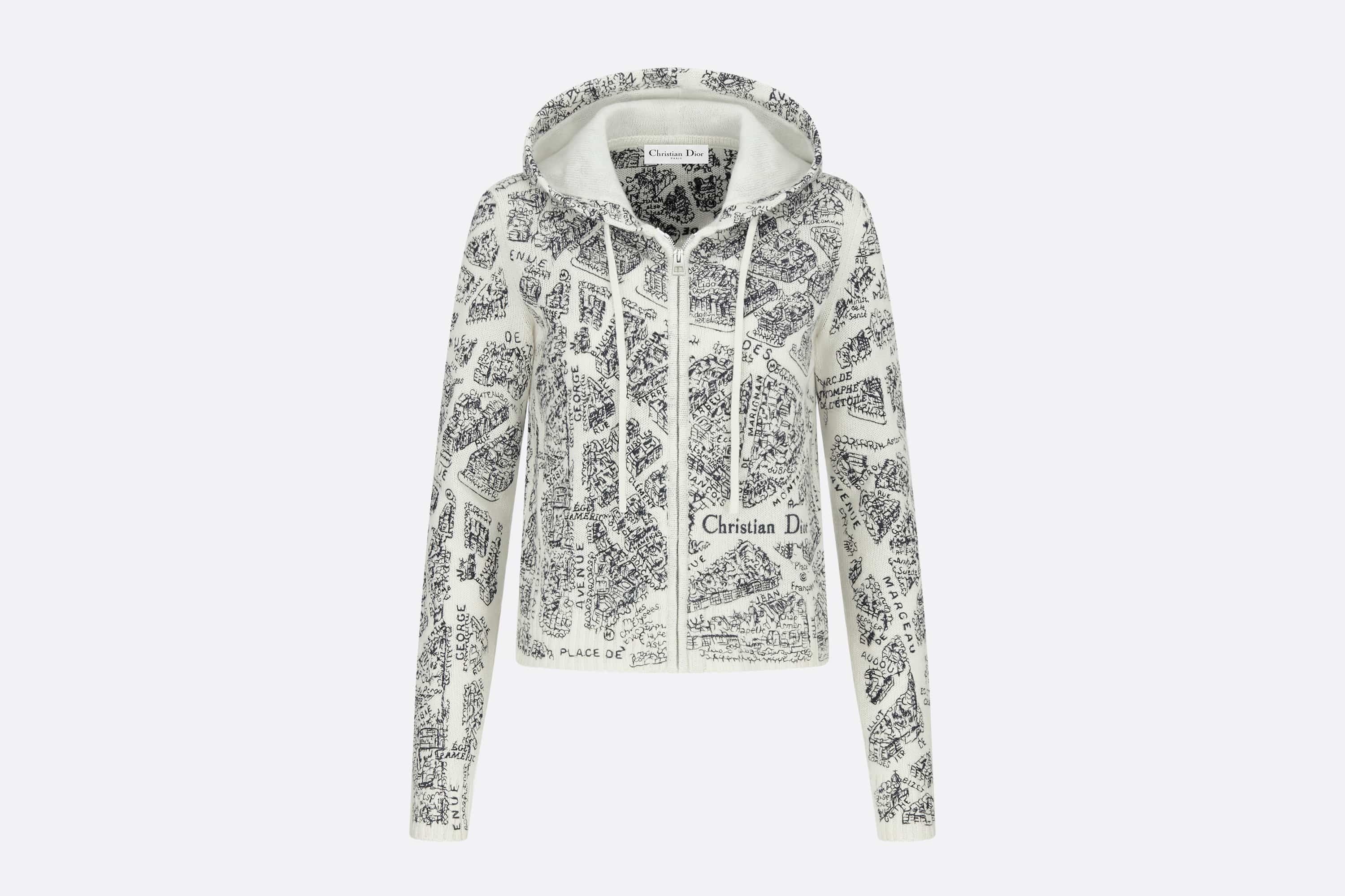 Embroidered Hooded Cardigan - 1
