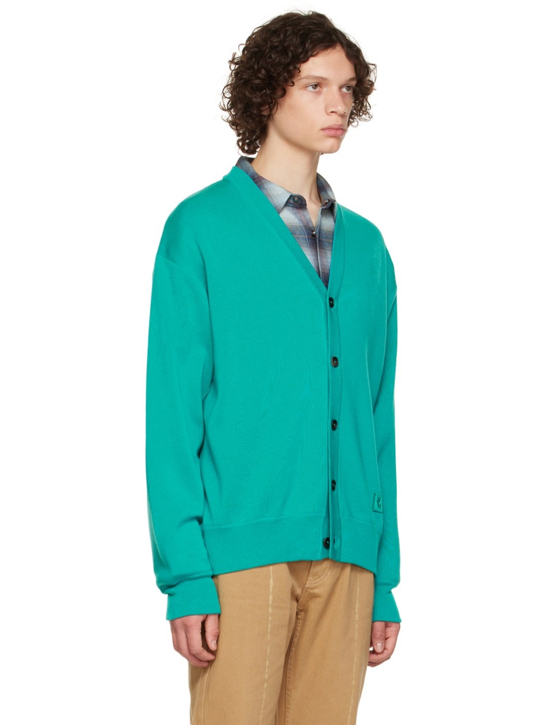 Blue Leather Label Cardigan - 2