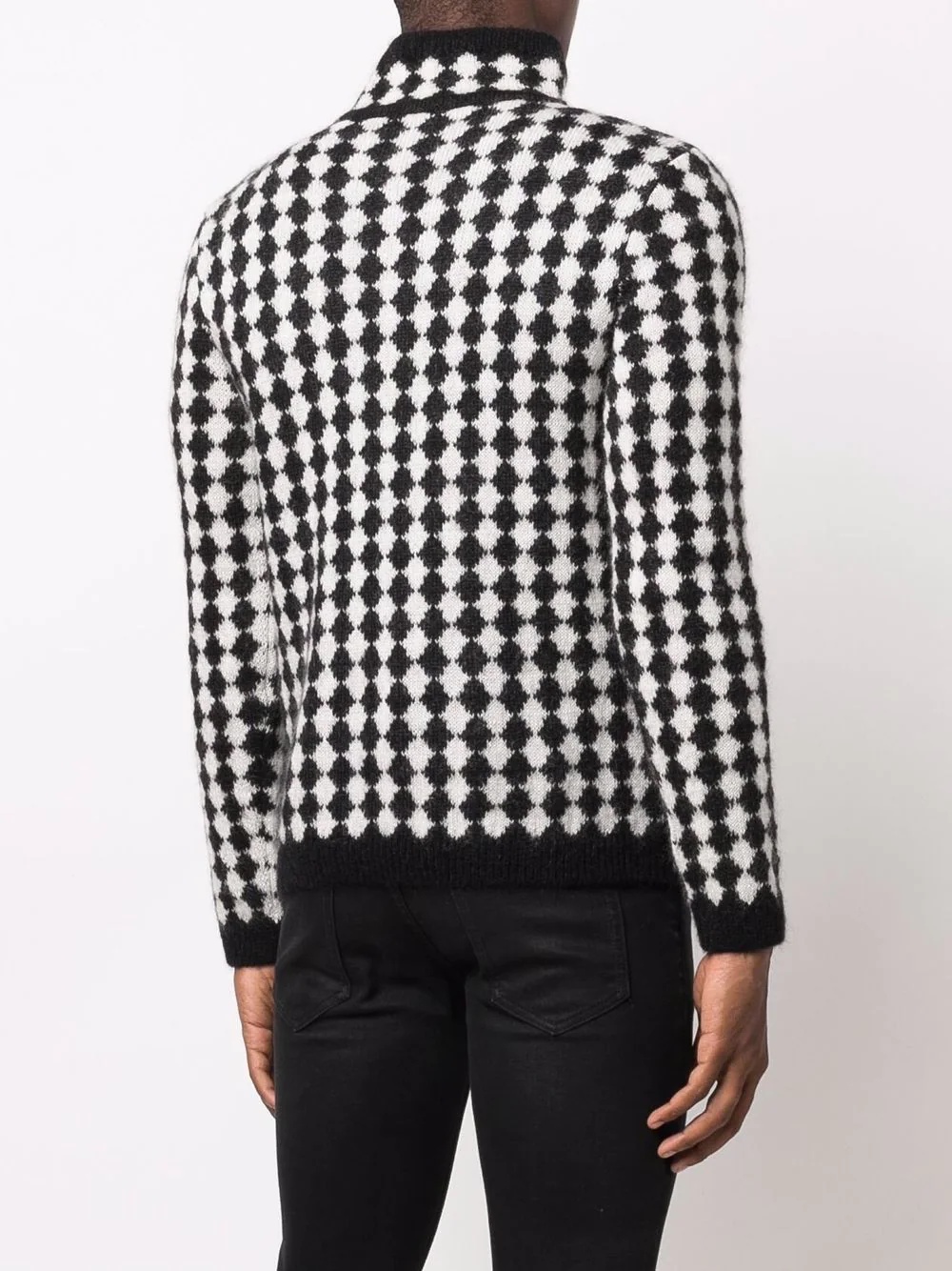 diamond-motif turtleneck jumper - 4