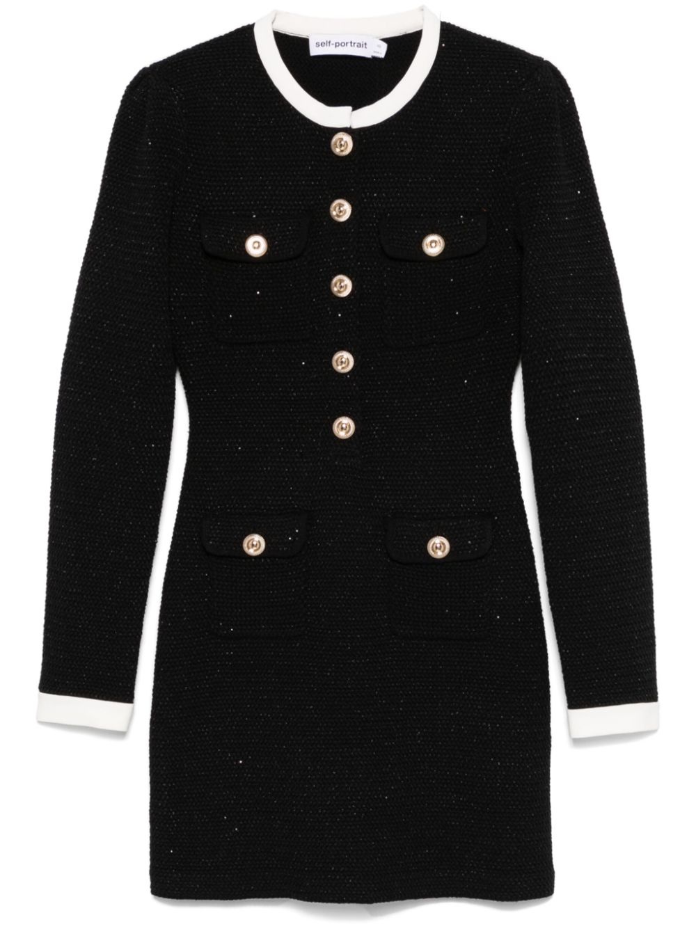 knitted contrast-collar mini dress - 1