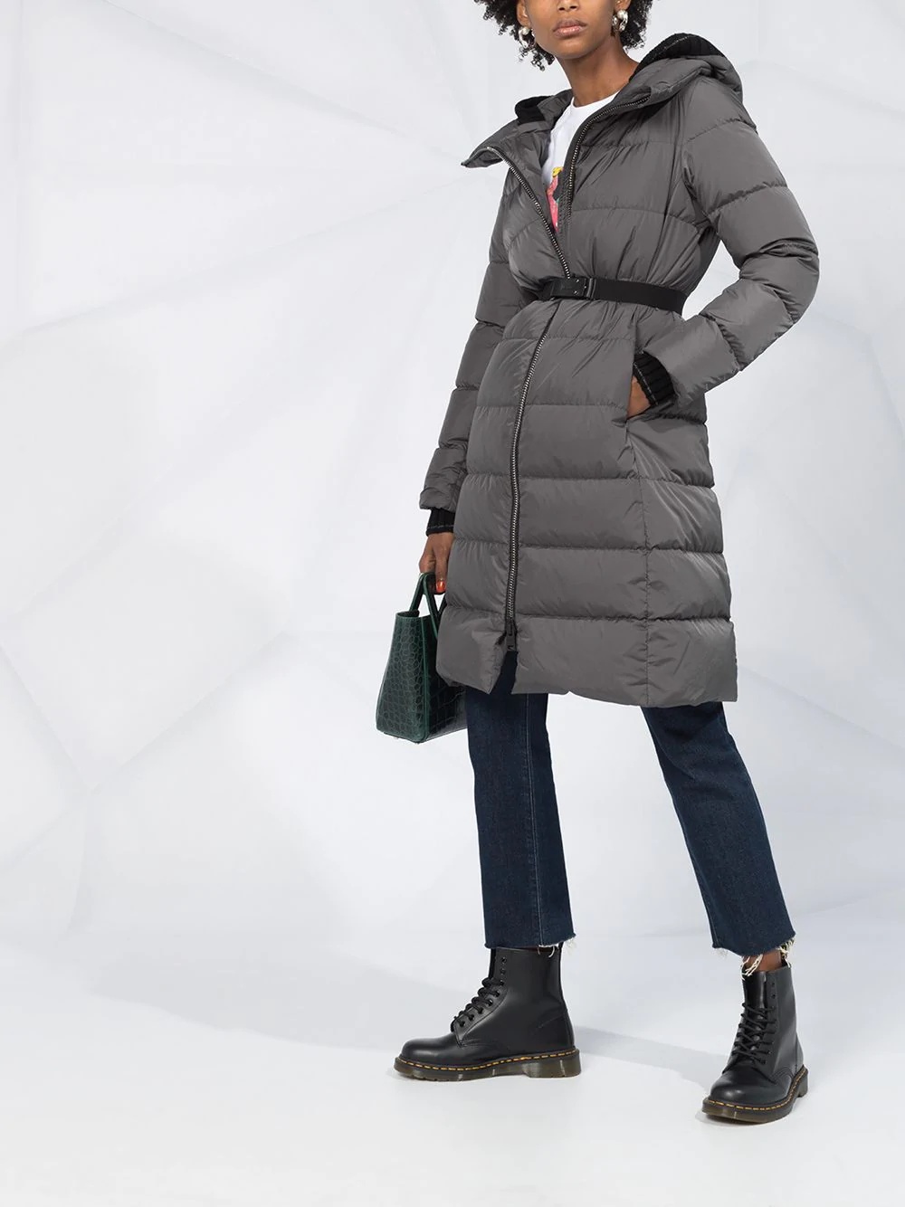 belted padded coat - 2