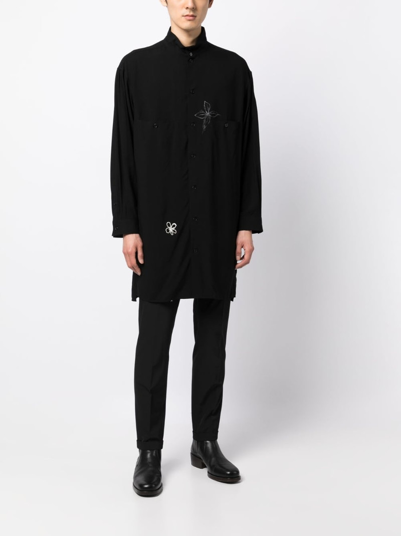Yohji Yamamoto flower-doodle long shirt outlook