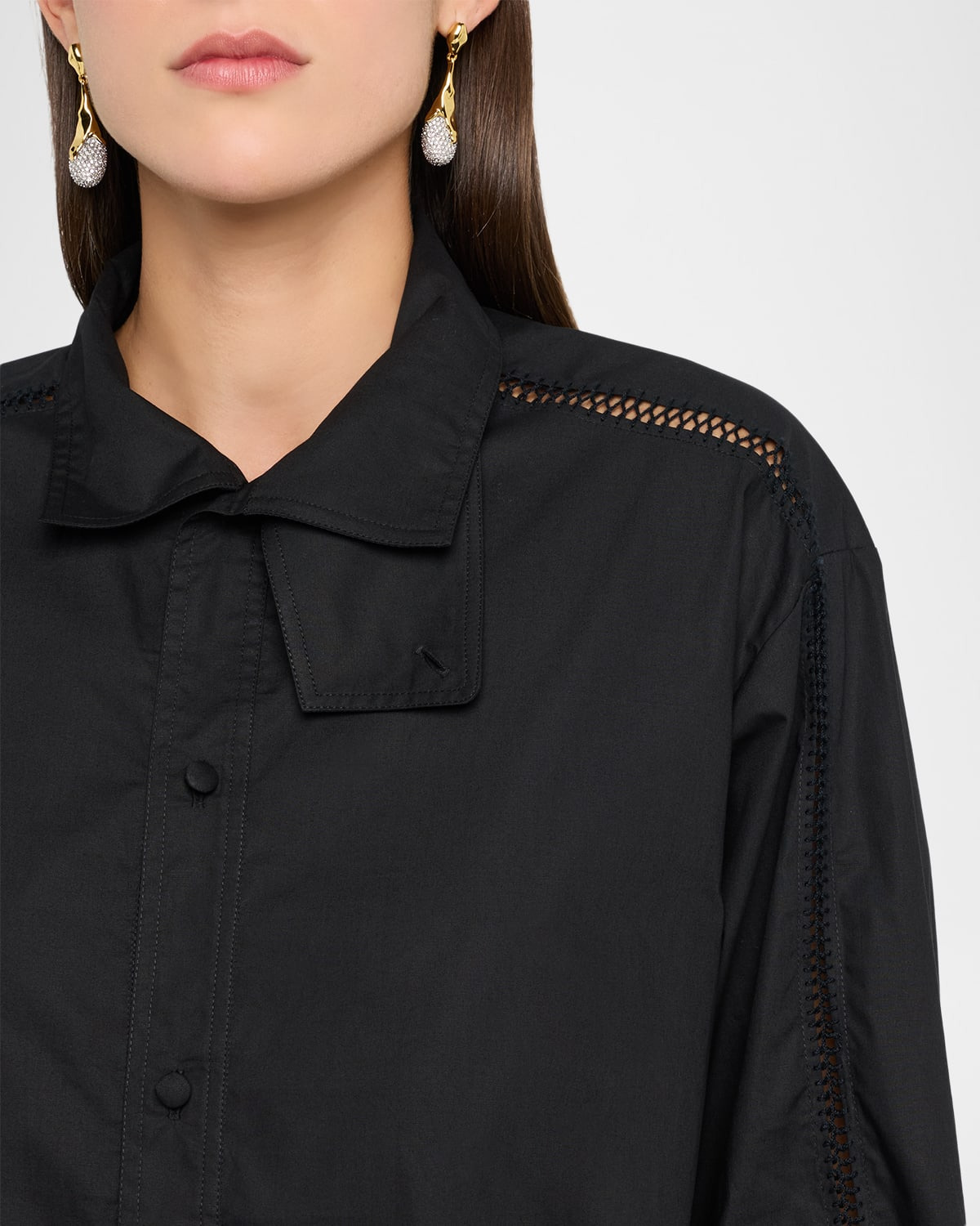Tab Embroidered Cotton Poplin Shirt - 5