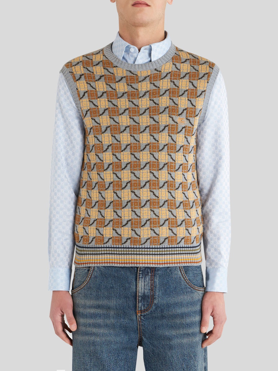 GEOMETRIC PATTERN KNITTED GILET - 2