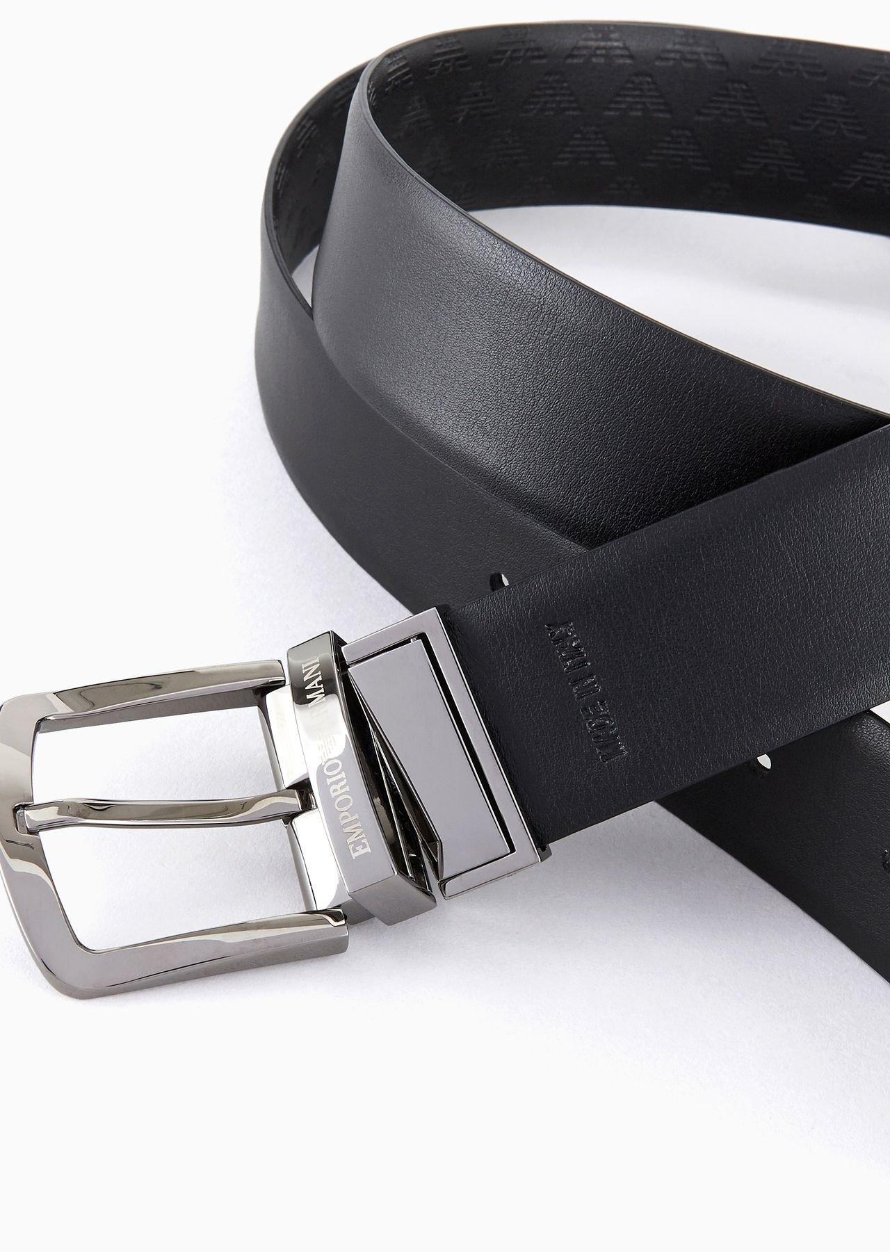 Reversible leather belt with all-over monogram - 2