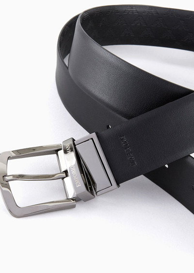 EMPORIO ARMANI Reversible leather belt with all-over monogram outlook