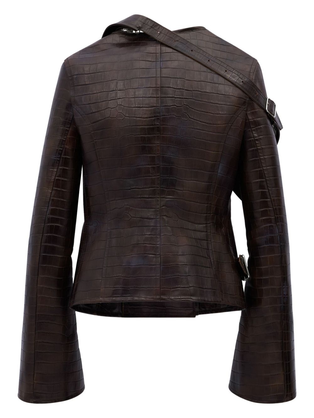 crocodille-effect biker jacket - 6