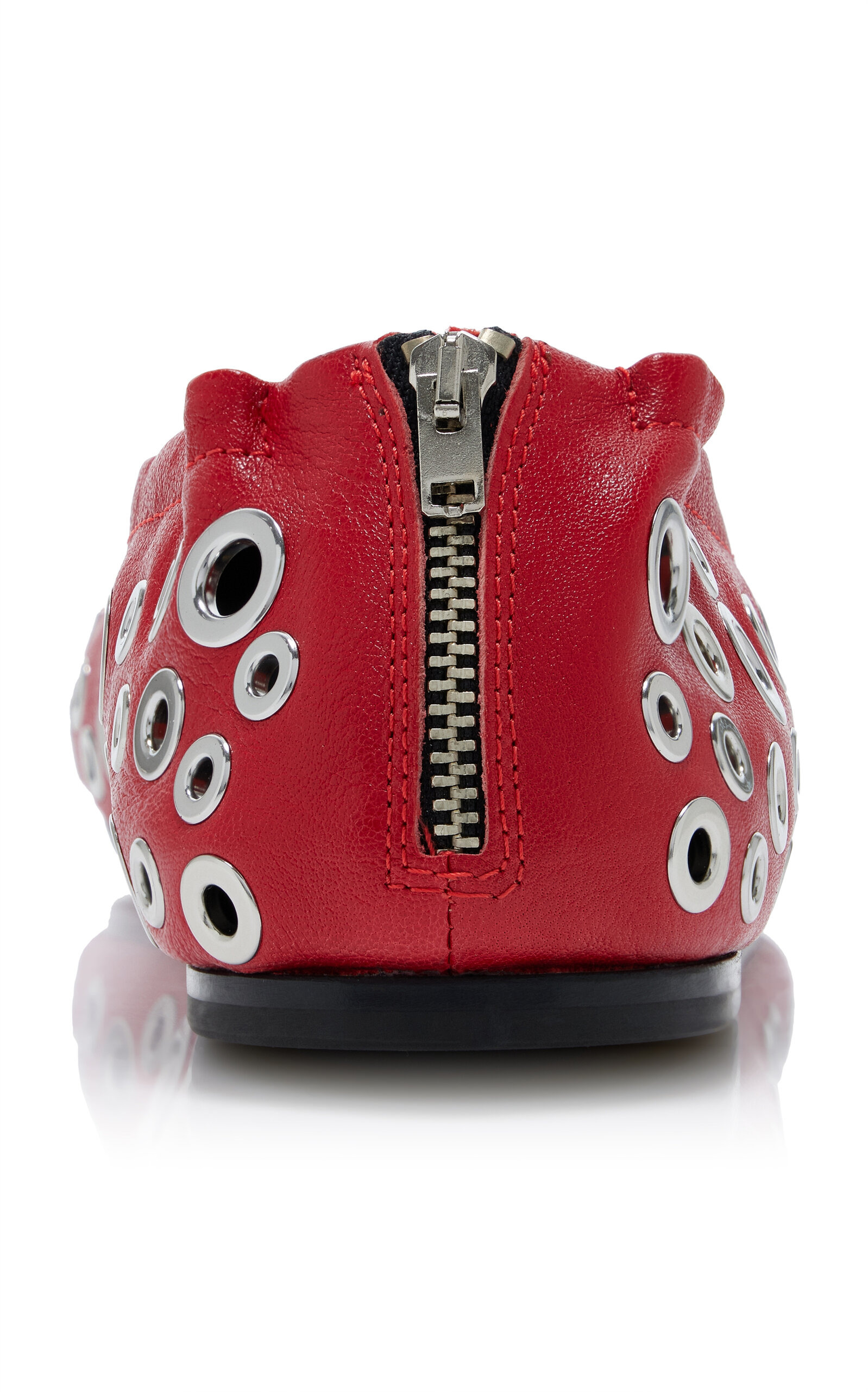 Amy Eyelet-Embellished Nappa Ballerina Flats red - 5