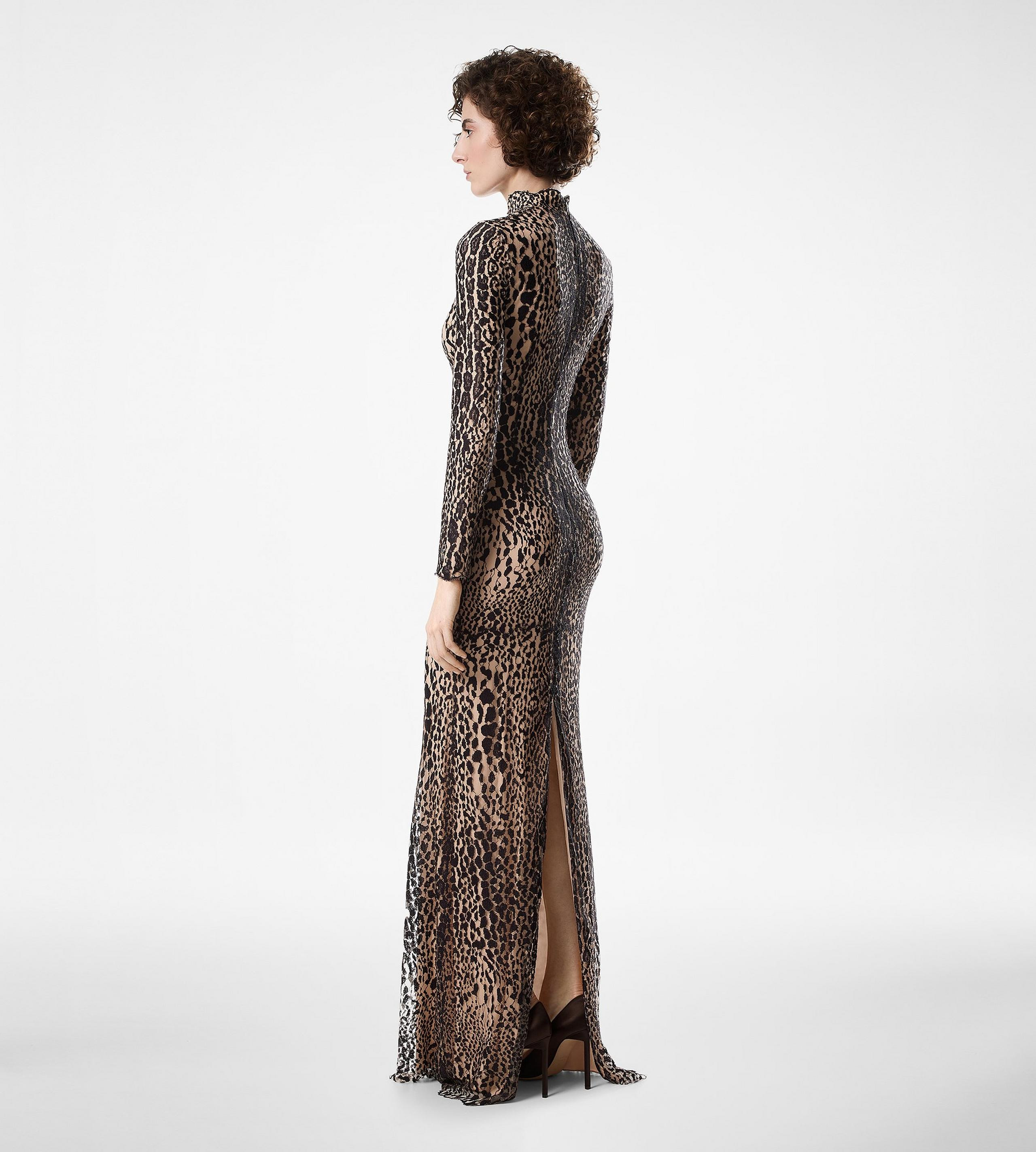 LONG SLEEVE MOCK NECK EVENING DRESS - 4