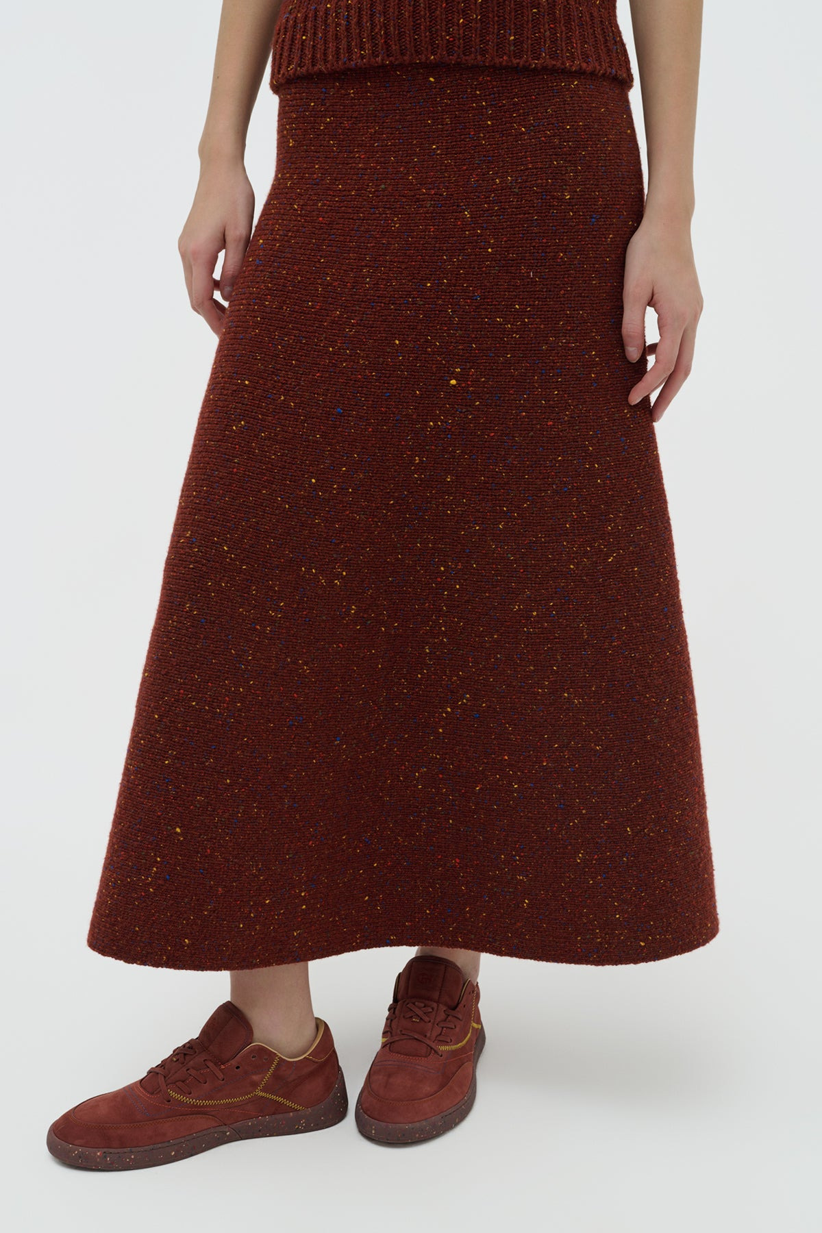 Eden Knit Maxi Skirt in Burnt Sienna Multi Speckle Cashmere - 5