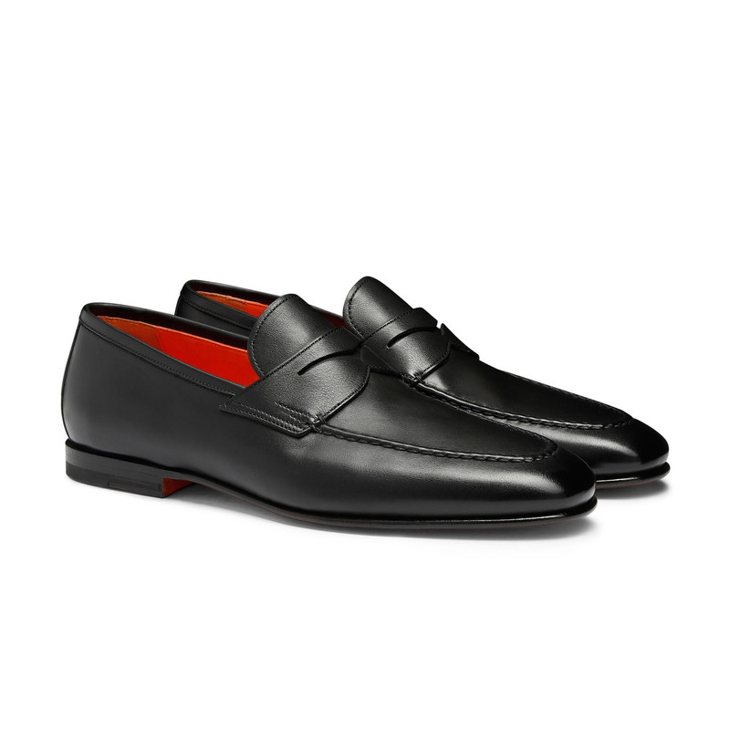 Men's polished black leather penny loafer 3
